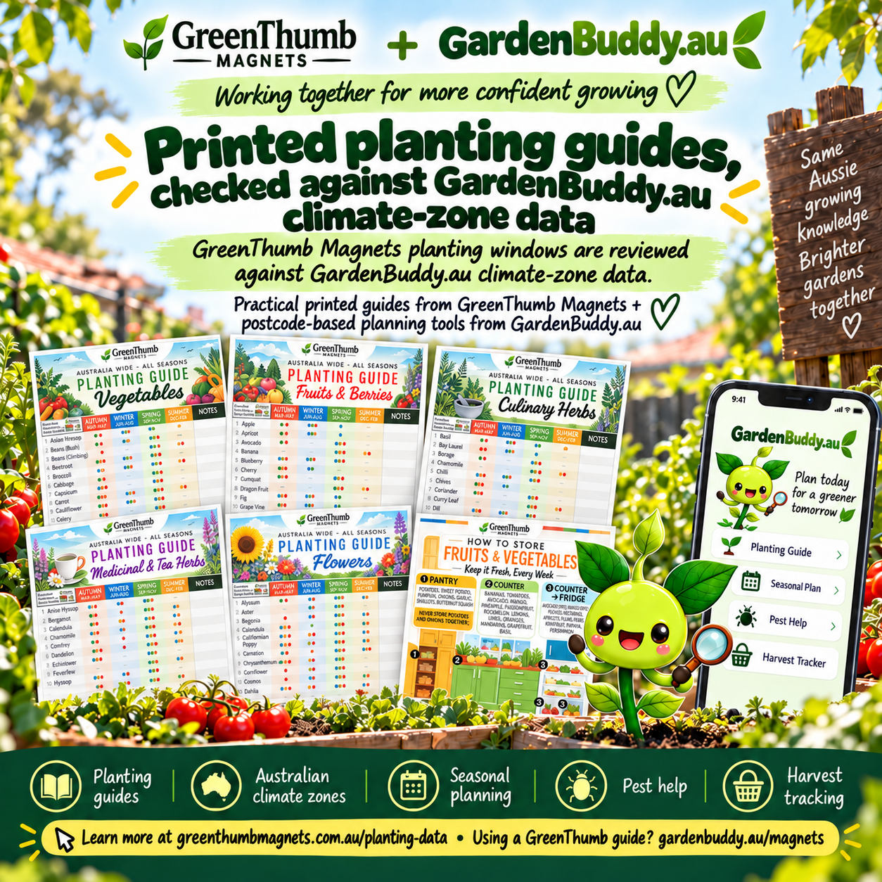 Two sets of eyes on every planting window: GardenBuddy.au and GreenThumb Magnets