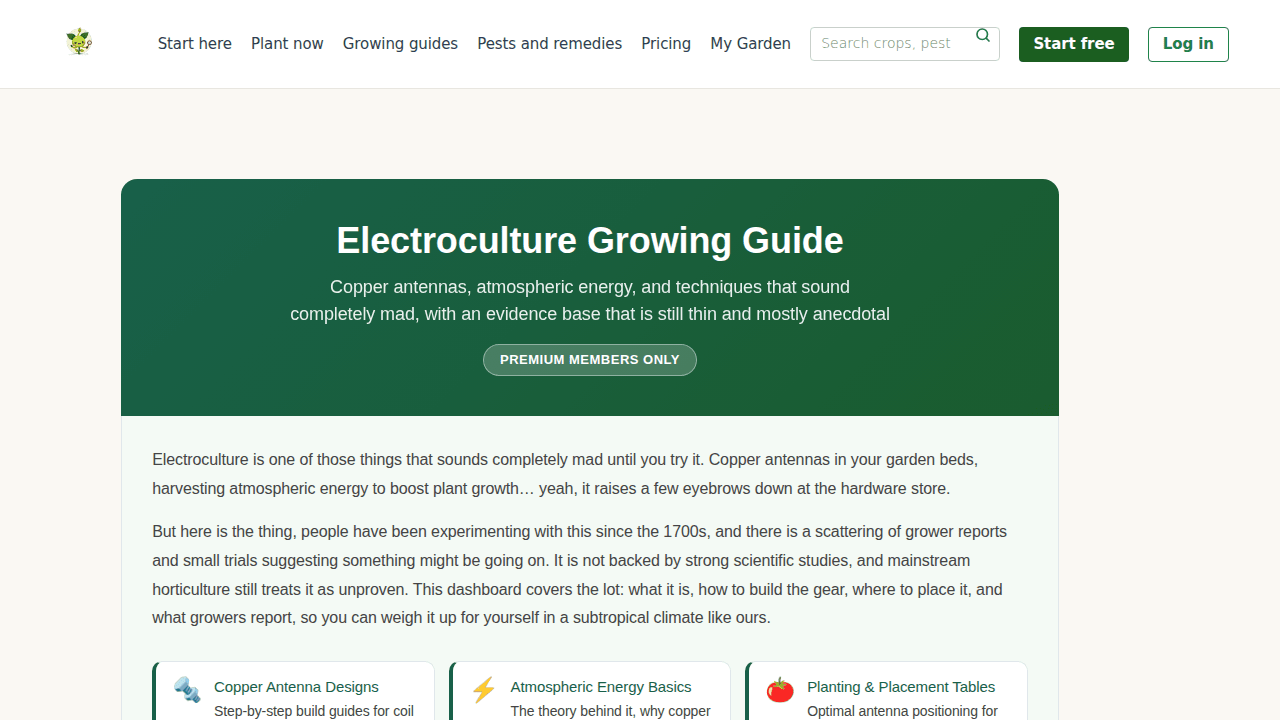 Electroculture page, made a bit more honest