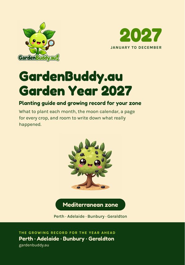 Front cover of GardenBuddy.au Garden Year 2027, Mediterranean zone edition