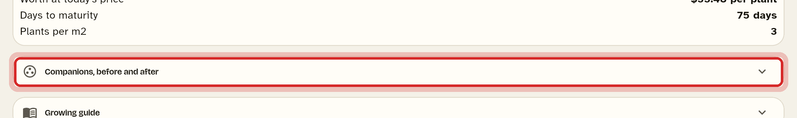 The Companions, before and after card on the Tomato screen in the app, circled in red