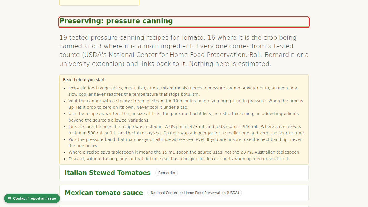 What is new: tested pressure canning recipes on every veggie guide