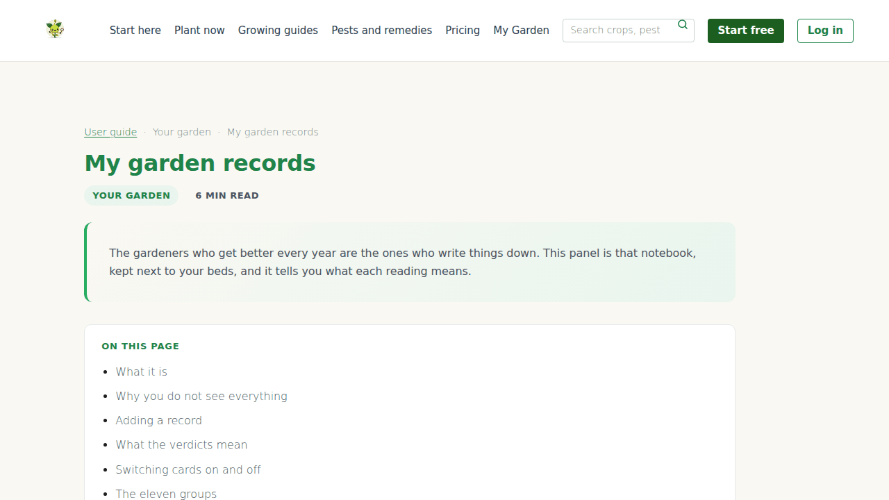 What is new: your garden records