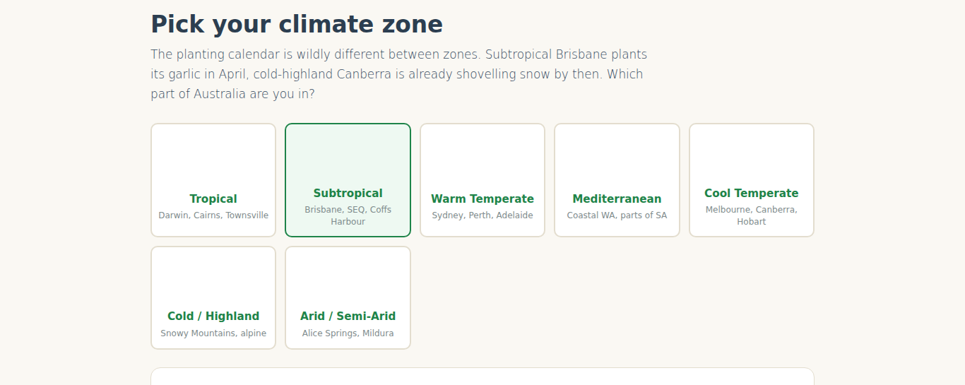 The zone buttons at the top of gardenbuddy.au/plant-now/.