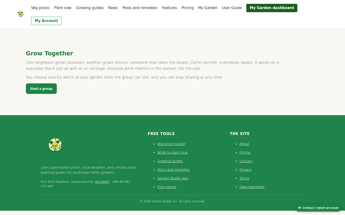 The Grow Together page before you have joined a group